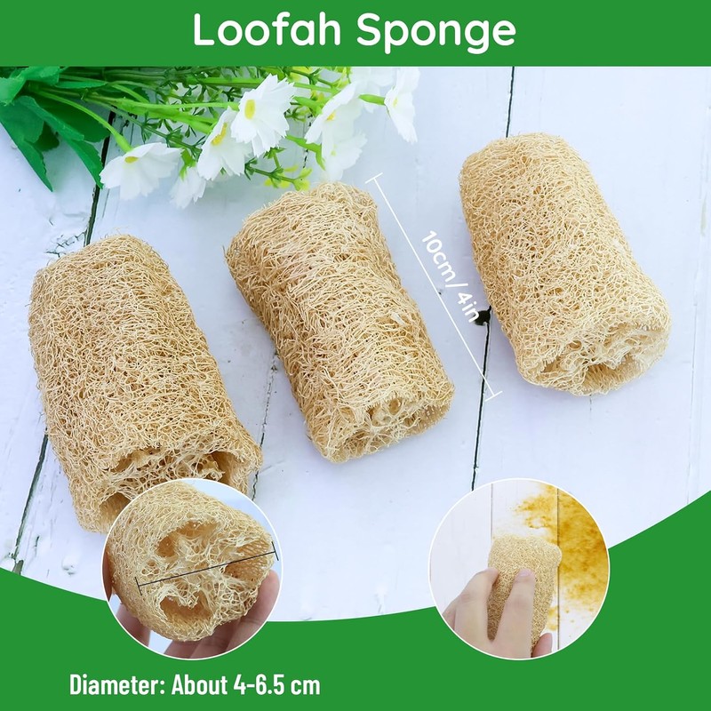 Esponjas de lufa de pepino de 10 cm, exfoliantes naturales