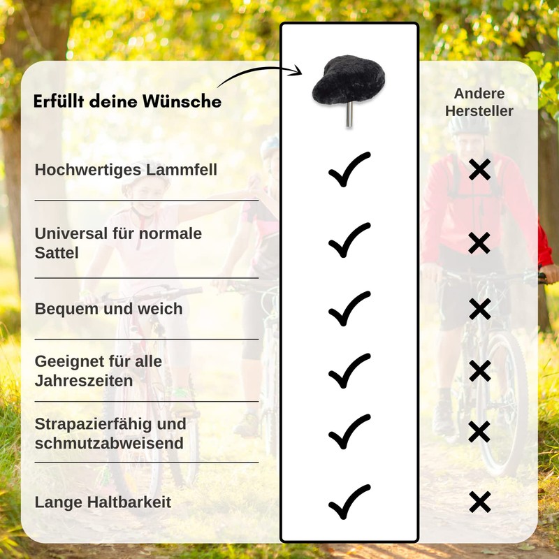 Leibersperger-Felle Bicycle Saddle Cover Made of High-Quality Lambskin Size M