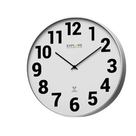 Explore Scientific RAC1003 25cm Diameter Radio Controlled Precise Movement Wall Clock No Adjustment Required Contemporary Design Numbers Metal White