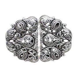 Hartmann-Knöpfe bildschöne silber Trachten Schliesse Schürzen Dirndl Schnalle Verschluss Metall 58mmx42mm, made in Germany, (1 Stück)