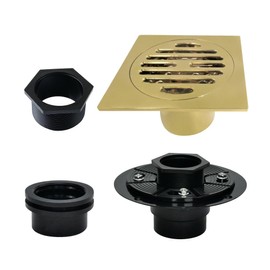 Kingston Brass BSFK4262BB Watercourse 4" Square Shower Drain, Brushed Brass