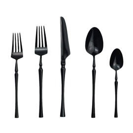 Gugrida 20 piece Black Flatware Set 304 Stainless Steel Fork Spoon Cutlery Luxury Mirror Polished Silverware, Dishwasher Safe, Service for 4