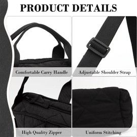 7VSTOHS Puffer Tote Bag for Women, Quilted Puffy Handbag Winter Down Cotton Padded Shoulder Bag Down Lightweight Nylon Padded Crossbody Shoulder Bag Handbag, black