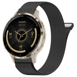 Meliya Bands for Garmin Venu 3S/Venu 2S/Vivoactive 4S/Vivomove 3S, 18mm Quick Release Replacement Bracelet Strap for Garmin Forerunner 255S/Forerunner 265S Bands (Black)