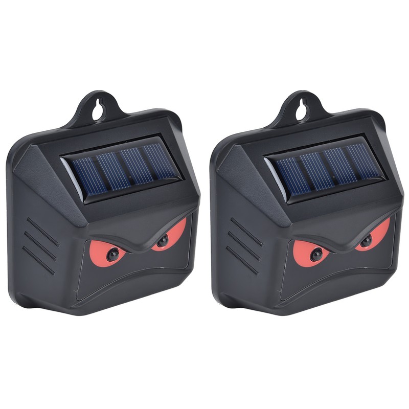 2pcs Animal Repeller Red LED Strobe Lights Waterproof Design Solar