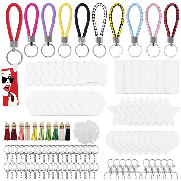 Wokape 155Pcs Clear Keychains for Vinyl Kit Including 5 Shapes