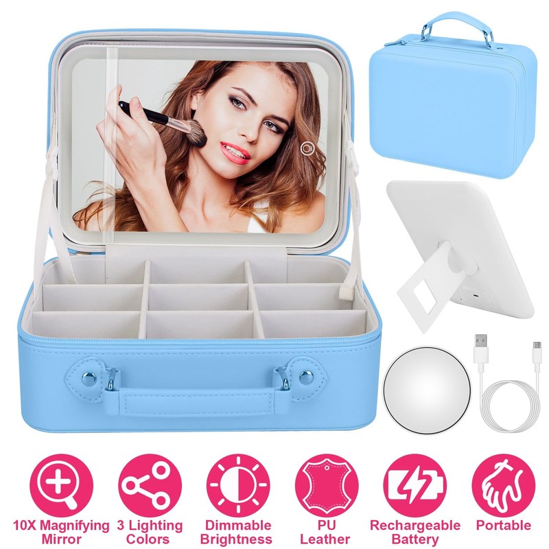 Edge by Body Code Travel Makeup Bag with LED Mirror,