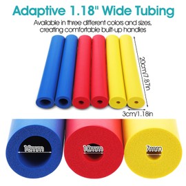 Gjinxi Foam Grip Tubing 6Pcs, Adaptive Utensils Grip Aid for Elderly Disabled Arthritic Hands, Non-Slip Foam Tube Handle for Pens Tools Crochet Hooks, One-Handed Adaptive Equipment, 20 X 3CM