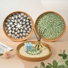 AN68 11.8 inches Round Rattan Serving Tray with Mother of