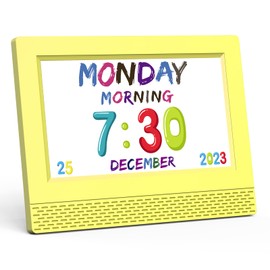 Kids Digital Alarm Clock Colorful, 7" Large LED Time Display Children's Sleep Trainer, Eye-Caring Digital Clock for Girls Boys Bedrooms Bedside, 17 Alarm Clock Settings Easy to Use Kids Birthday Gift