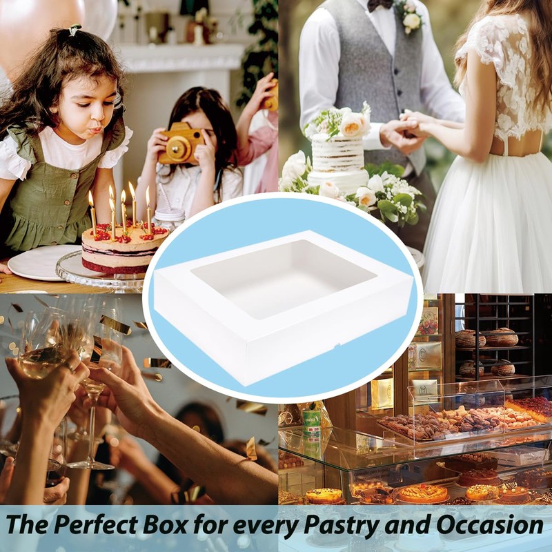 Huoshange 6 Pack 19x14x4 Inch Auto-Popup Large Rectangle Cake Boxes