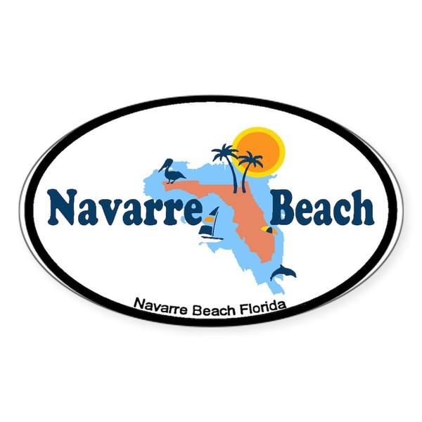 CafePress Navarre Beach Map Design. Oval Car Bumper Sticker