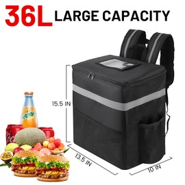 CIVJET Insulated Food Delivery Backpack with 2 Cup Holder, Cooler Bags for Hot/Cold Food for Bike, Insulated Reusable Grocery Shopping Backpack, Rideshare Delivery Bag（Black）