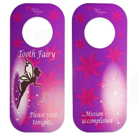 Tooth Fairy Door Hanger x 1 ~ Gift for Kids Children's Bedroom Door Handle (Purple)