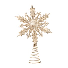 BORFUE Christmas Treetop Glitter Tree Snowflake Xmas Treetop Ornament for Indoor Christmas Party Decor (Gold)