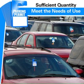100 Pack Parking Permit Hang Tags Plastic Parking Placards PVC Hang Tag 3 x 5 Inch for Car Rear View Mirror (Blue)