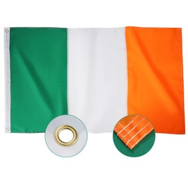 SYII Irish Flag 4x6 Ft Outdoor, Double Sided Sewn Stripes Ireland Flags with 2 Brass Grommets, Heavy Duty 210D Polyester Vivid Color for St Patrick's Day Decor