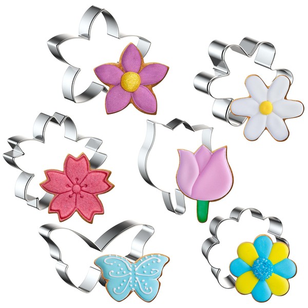 FUSOTO FUSOTO 6PCS Flower Cookie Cutter Set, 3 Inches Flower