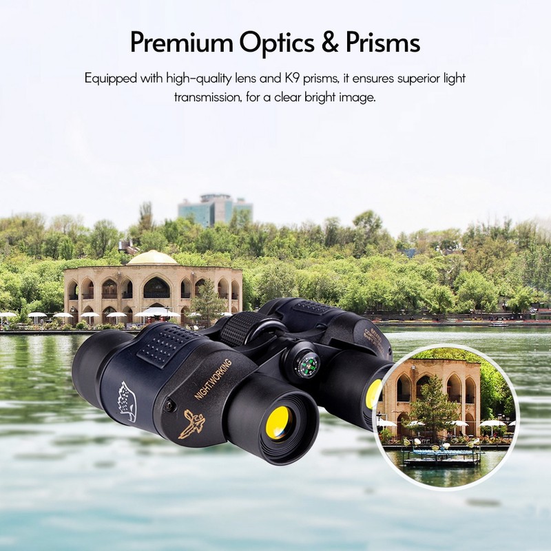 60x60 Binoculars Compact Waterproof Binocular Telescope with Low Light Night