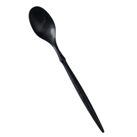 ARAS Small Spoon, For Children To Impress Your Lips For Children, Dishwasher-Safe, Long-lasting, Does Not Disturb The Taste, Plastic, Tritan Stylish, Black, Kids Spoon, Easy to Eat, Lightweight, Bento