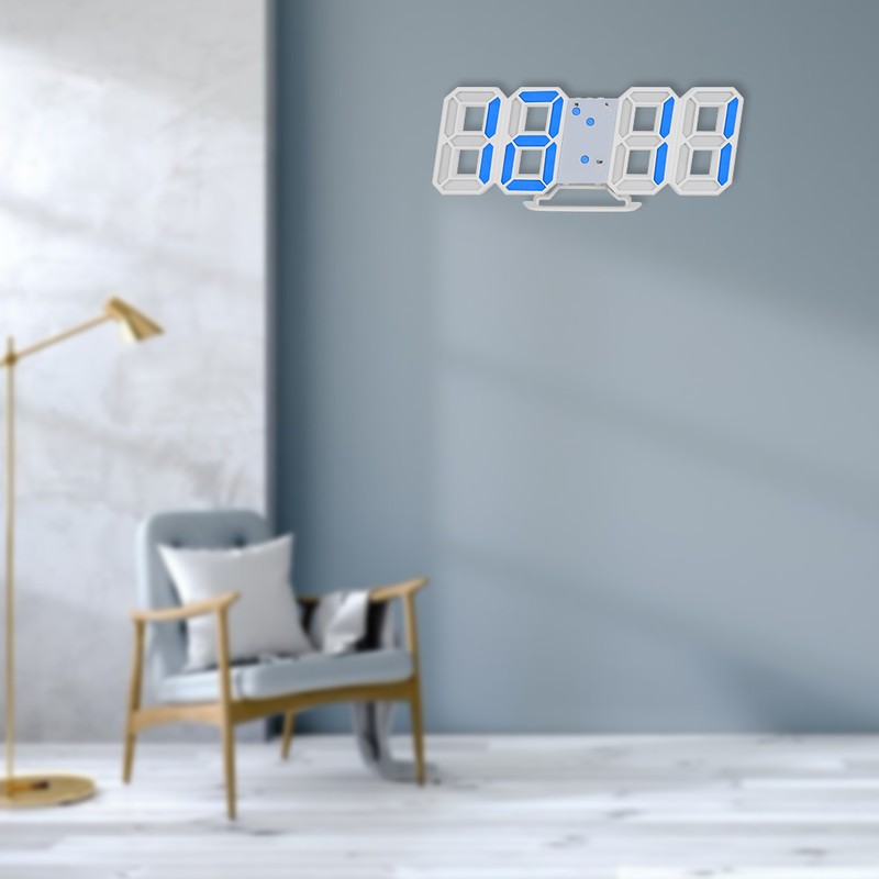 3D Digital LED Wall Clock Alarm Number Time Display USB