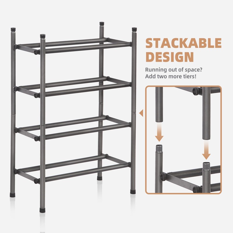 STORAGE MANIAC Expandable Shoe Rack, 8 Pairs Stackable Small Shoe