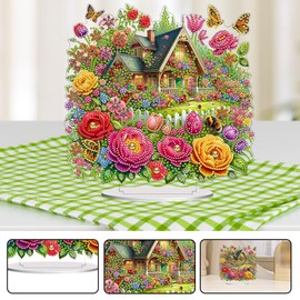 Ceitura Acrylic Special Shape Flower House Diamond Art Painting Tabletop Ornaments Kit Table Top Diamond Art Painting Ornament Kits for Adults Beginner