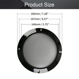 Fielect 2Pcs 6.5" Speaker Grill Mesh Decorative Circle Subwoofer Guard Protector Cover Audio Accessories Black Metal Trim with 8 Screws