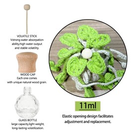 Cute Air Freshener for Car Hanging, Boho Car Fresheners for Women, Crochet Plant Car Accessories with 11ml Air Freshener Diffuser, Green