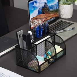 deli Mesh Desk Organizer Office Desktop Organizer with Pen Holder, Metal Stat...