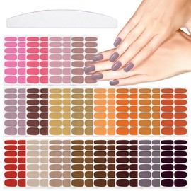 YECIRALA 20 Sheets 280 Pieces Solid Nail Polish Strips for Women Girls Nails Gel Strips Solid Nail Stickers Full Nail Wraps Pink Brown Orange Nail Polish Stickers with Nail File Stick On Nails