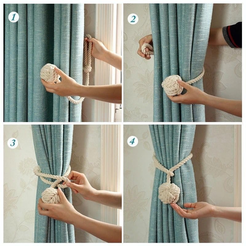 aoozleny Curtain Tiebacks 2 Pack, Curtain Ties, Curtain Holdbacks, Handwoven