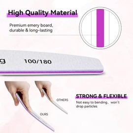 24 PCS Nail File 100/180 Grit Nail Files for Women Double Sided Emery Board Fingernail Shaping Manicure Pedicure Tools for Natural Nails Nail Supplies Salon and Home Use