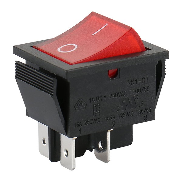 Baomain Red Light DPST ON/Off Snap in Boat Rocker Switch 4 Pin 16A/250V UL TUV List (1, Red)