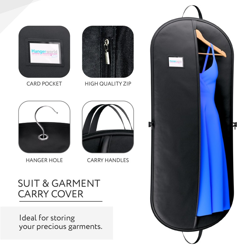 Hangerworld 54 Inch Zipped Black Suit Cover Travel Carrier Bag