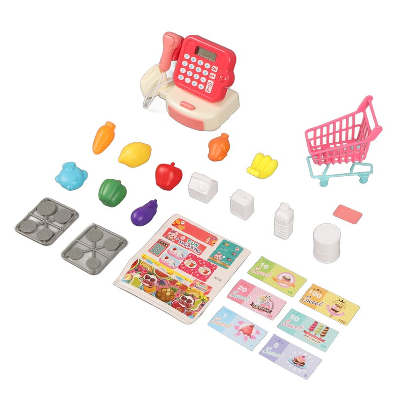 Cash Register Playset Stimulation Cosplay Learning Calculation Shopping Checkout Money