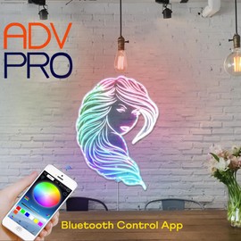 ADVPRO Long Hair Woman Beauty Salon OPEN RGB Dynamic Glam LED Sign - Cut-to-Edge Shape - Smart 3D Wall Decoration - Multicolor Dynamic Lighting st06s22-fnd-i0082-c
