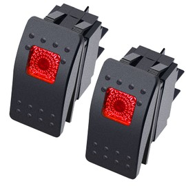 Twidec/2Pcs Marine Rocker Switch 12V 20A 4Pin On/Off Boat With Red LED Car Offroad Push Button Toggle Switch RK1-06N-R