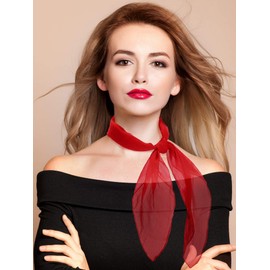 Boao Women Chiffon Scarf 50s Sheer Square Neck Head Scarf Vintage Neckerchief Women Accessories for Women