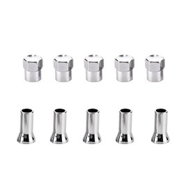 Dickno 5 Sets TR414AC Valve Stem Cover, Chrome Plated Tire Valve Stem Sleeve and Cap Dress Up Kit, Leakproof Car Wheel Valve Covers, Universal Vehicle Accessories for Car Truck