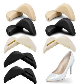 COMNICO Shoe Filler for Shoes Too Big, 8 Pairs Soft Sponge Shoe Toe Filler Inserts Breathable Big Toe Plug Foot Brace Reusable Forefoot Pad for High Heel Women Men (Black Skin, 16pcs)