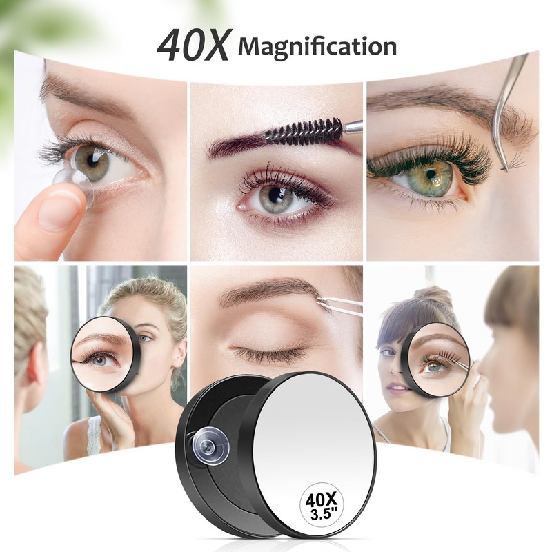 MIYADIVA 40X Magnifying Mirror, 3.5 Inch Round Compact Mirror with