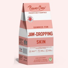 Power Chew Gummies Jaw Dropping Skin Collagen Builder Gummies | 60 Vegan Gummies Chewable | Vitamin C & E | Collagen Gummies for Women & Men | Super Tasty Food Supplement for Adults