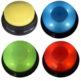 PLLYPE Buzzer with Recording Function, Pack of 4 Pet Talking Training Answer Buzzer, Pet Training Button, 30 Seconds Recording & Playback
