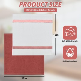 Nialnant 100% Cotton Kitchen Dish Cloths, Absorbent Quick Drying Dish Rags for Drying Dishes, Reusable Cleaning Cloths, Dish Towels - 12 x 12 Inch