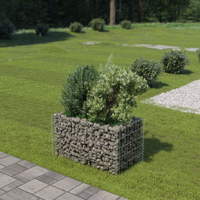 vidaXL Gabion Raised Bed - Galvanized Steel Outdoor Planter -