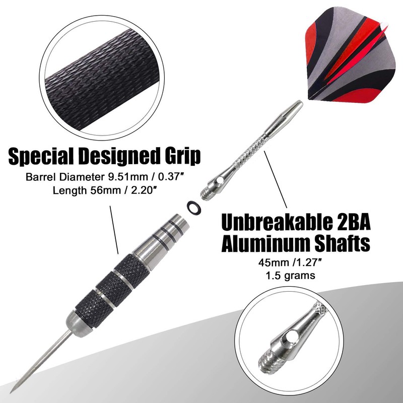WINSDART ADKX Steel Tip Darts 12 Pack Set with Nonslip