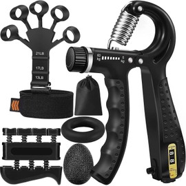 Entrenador de Fuerza de Agarre, Ejercitador de Agarre de Mano con Resistencia Ajustable, Fortalecedor de Antebrazo,Ejercitador de Mano para Restaurar y Fortalecer las Articulaciones de los Dedos
