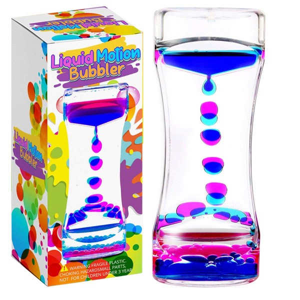 YUE MOTION Liquid Motion Bubbler Visual Sensory Timer, 2 Minute Liquid Timer– New Big Calming Sensory Bubbler Toy (Single Pack)