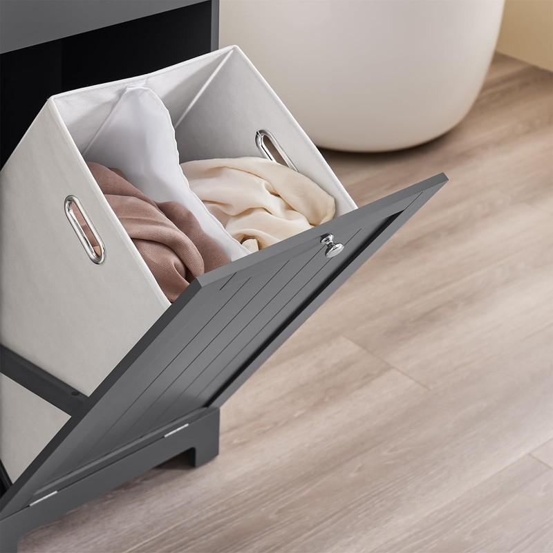 SoBuy Slim Short Laundry Cabinet with Hidden Hamper Bathroom Freestanding